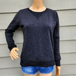 AMERICAN EAGLE | Black Metallic Sparkle Crew Neck Sweatshirt